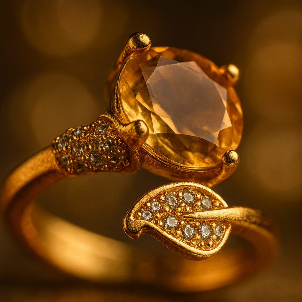 Amber Glow Ring – Elegant Artificial Jewelry with Amber Gemstone