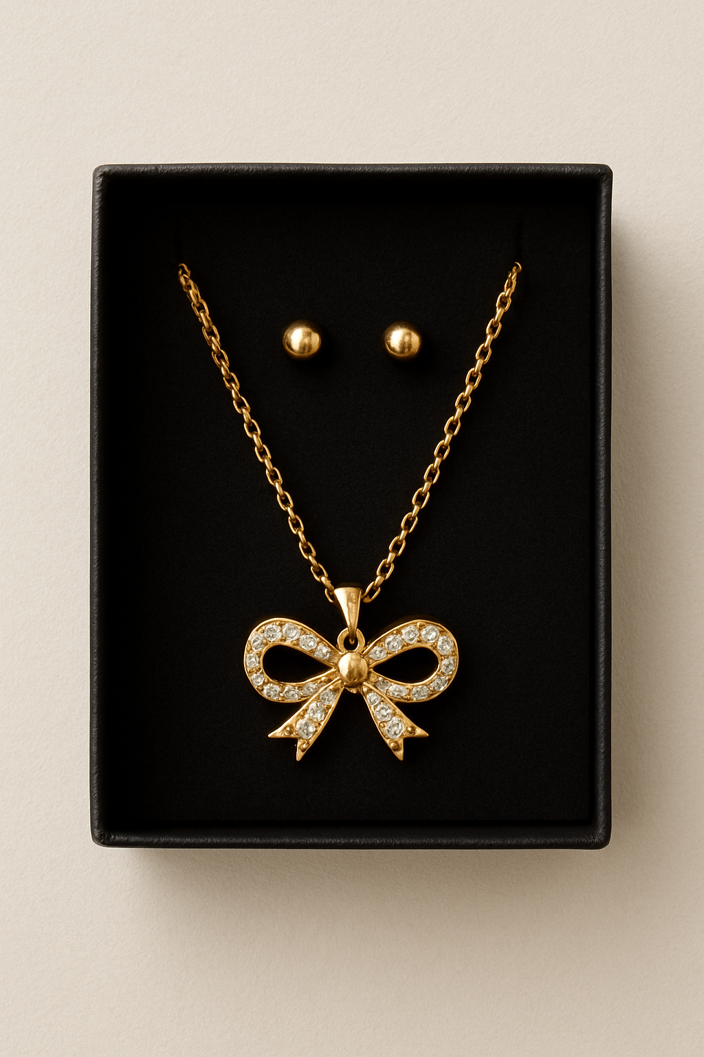 Glam Bow Pendant & Earrings Set – Cute Artificial Jewellery Design