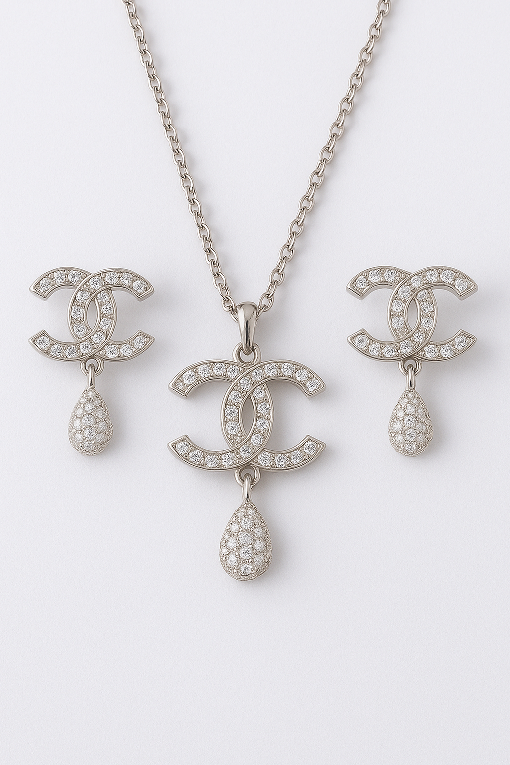 Crystal Luxe CC Pendant & Earrings Set – Trendy Artificial Jewellery