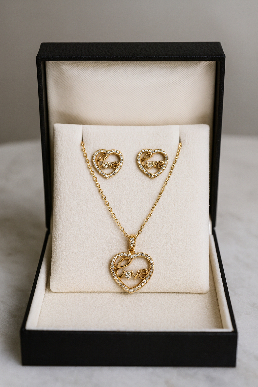 Eternal Love Heart Set – Artificial Jewellery Pendant & Earrings