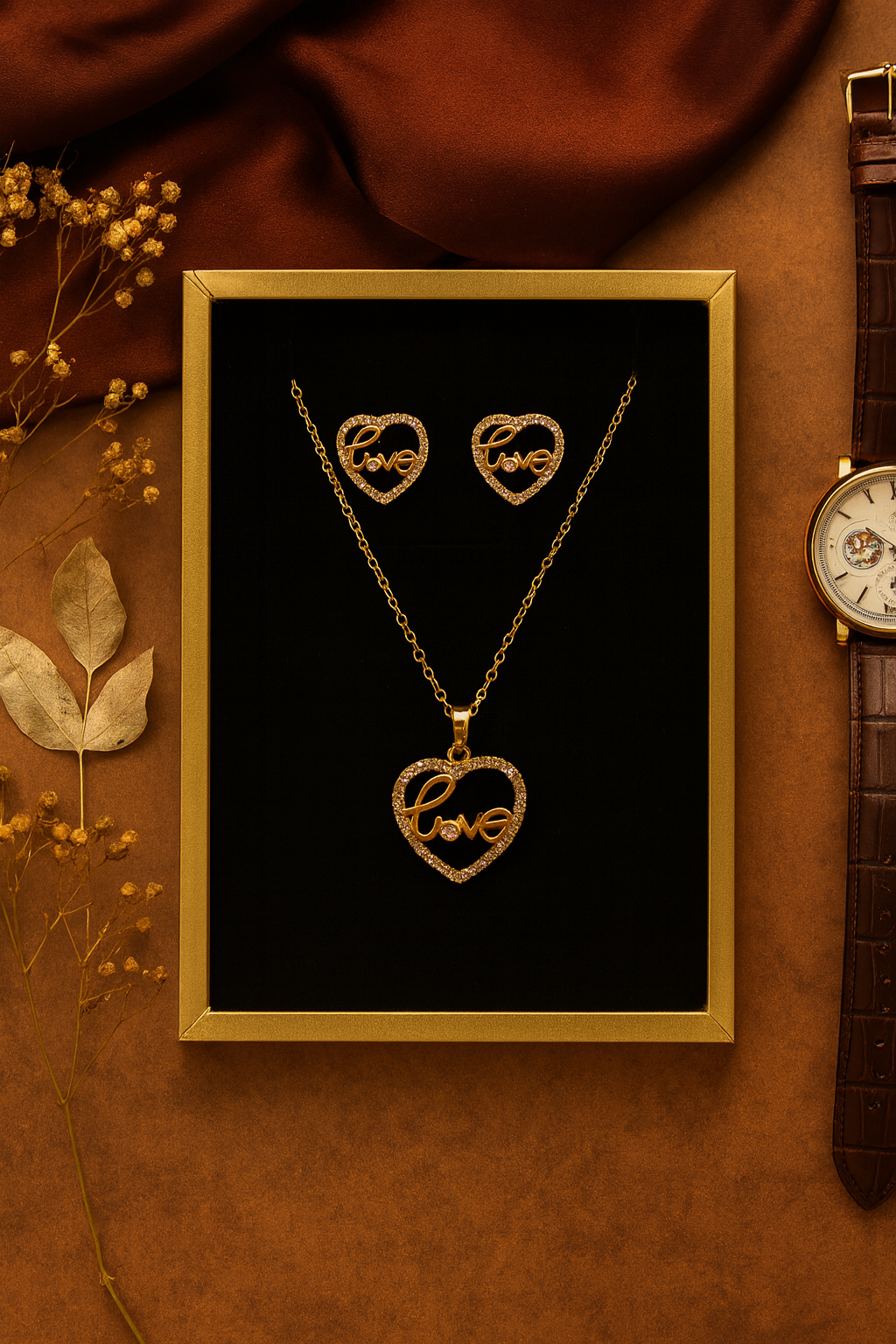 Eternal Love Heart Set – Artificial Jewellery Pendant & Earrings