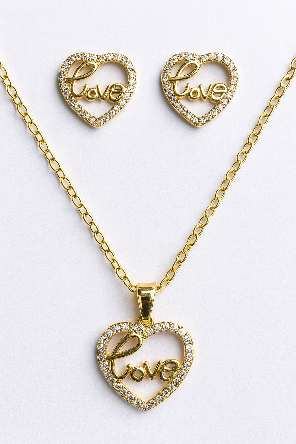 Eternal Love Heart Set – Artificial Jewellery Pendant & Earrings
