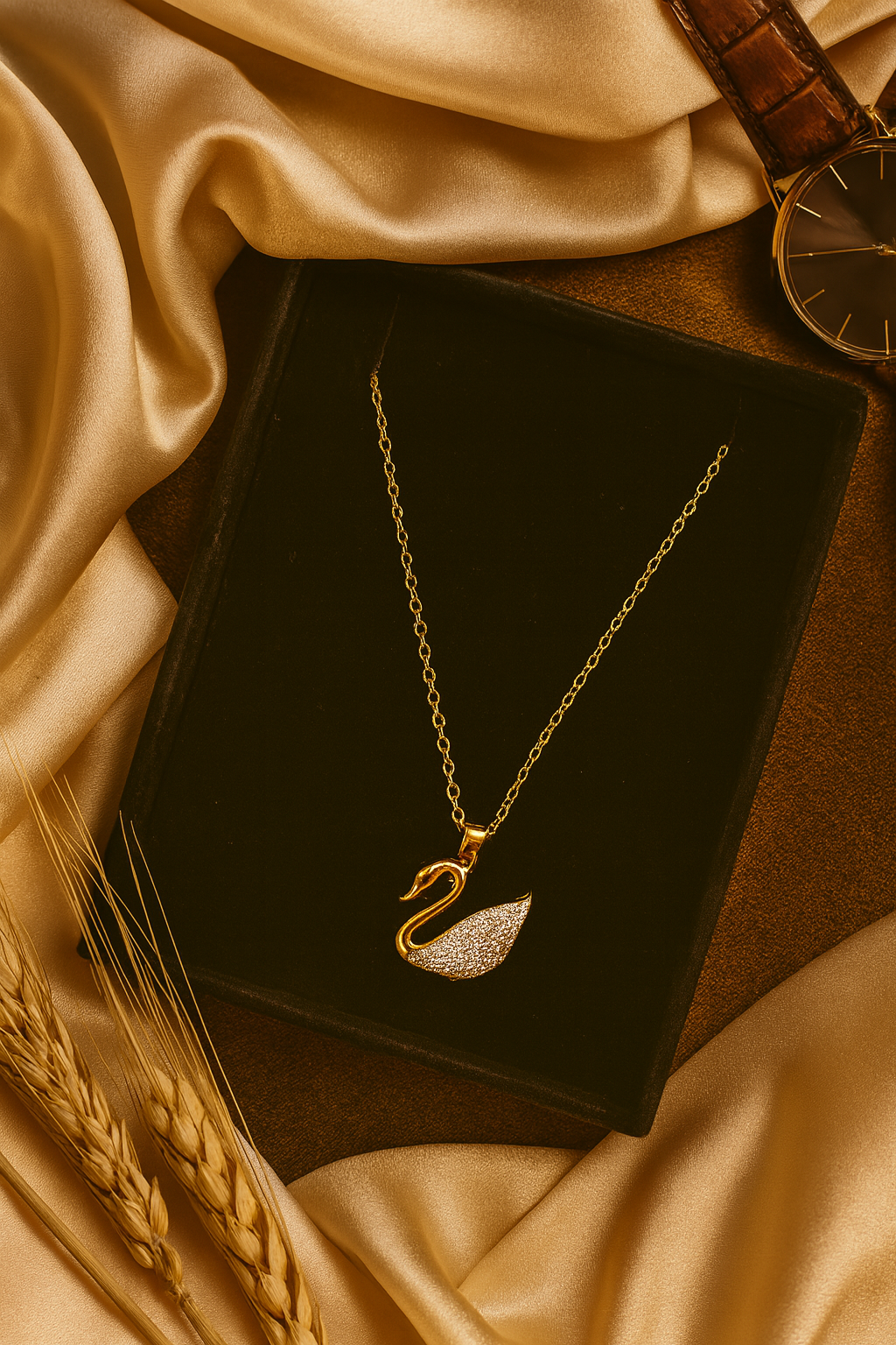 Golden Swan Grace Pendant – Crystal Artificial Jewellery