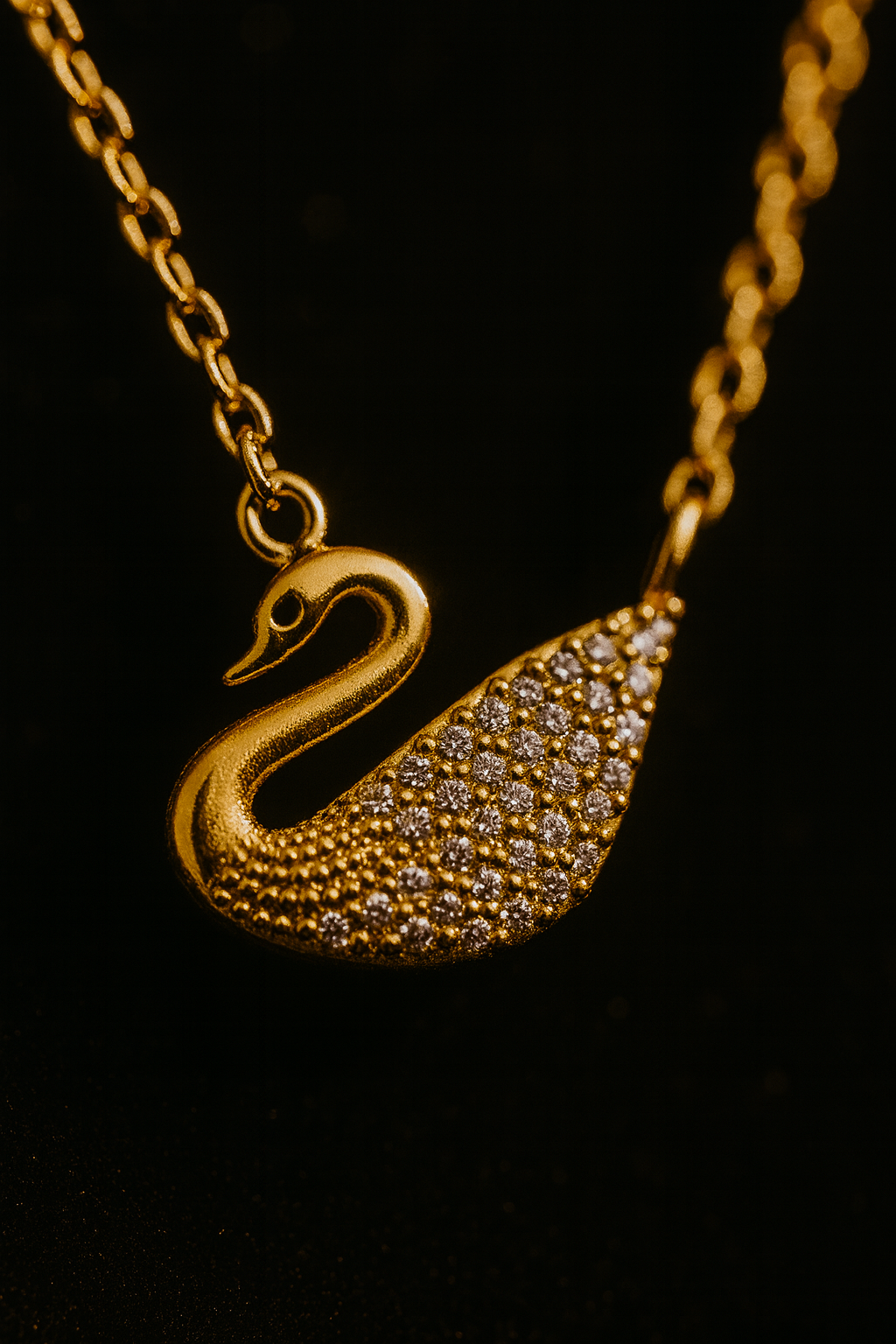 Golden Swan Grace Pendant – Crystal Artificial Jewellery