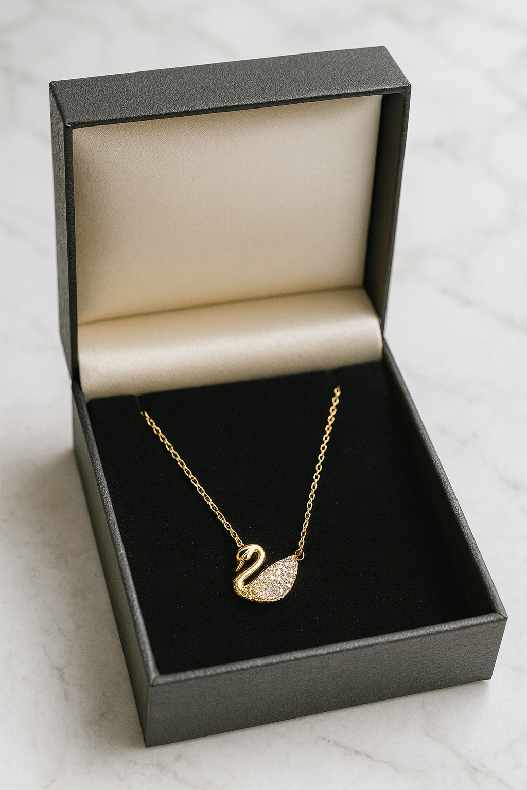 Golden Swan Grace Pendant – Crystal Artificial Jewellery