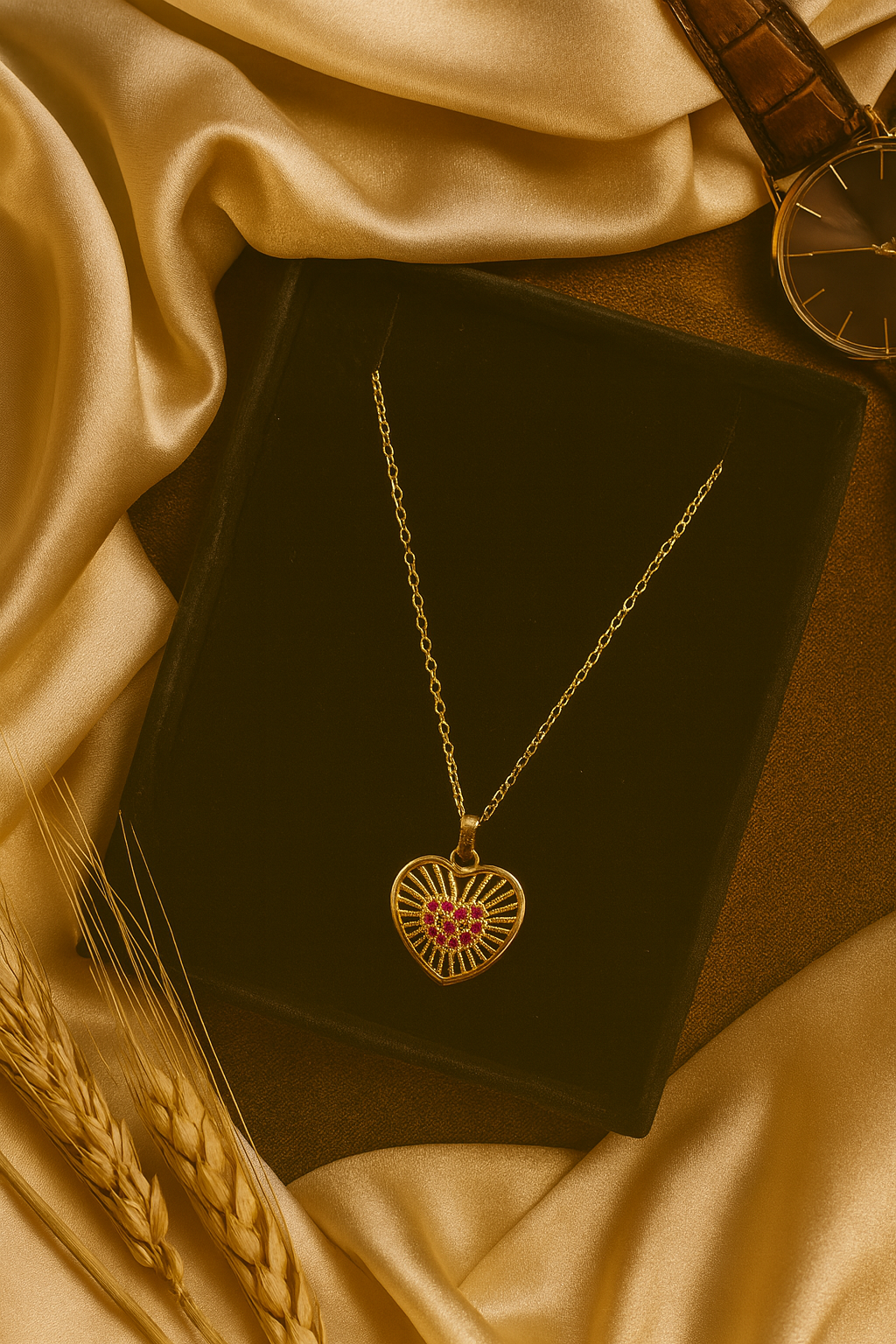 Radiant Heart Glow Pendant – Pink Stone Artificial Jewellery