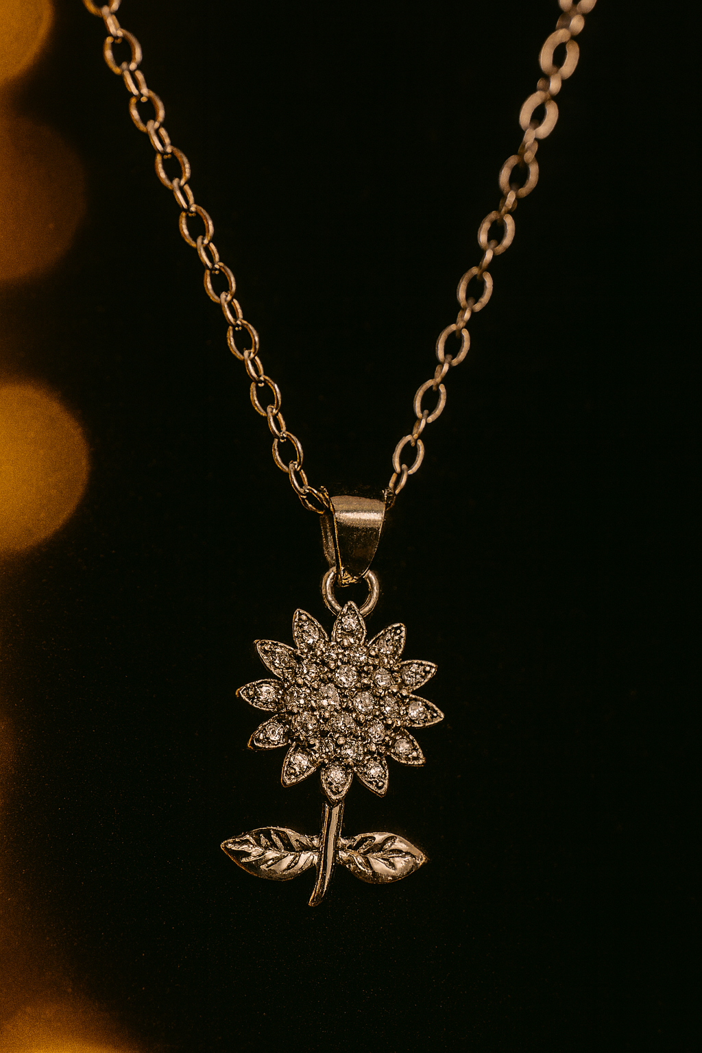 Silver Sunflower Pendant Necklace & Earrings Gift Set – Elegant Jewellery