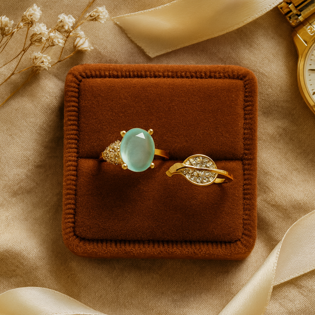 Emerald Glow Leaf Ring – Stylish Artificial Jewelry with Gemstone Accent