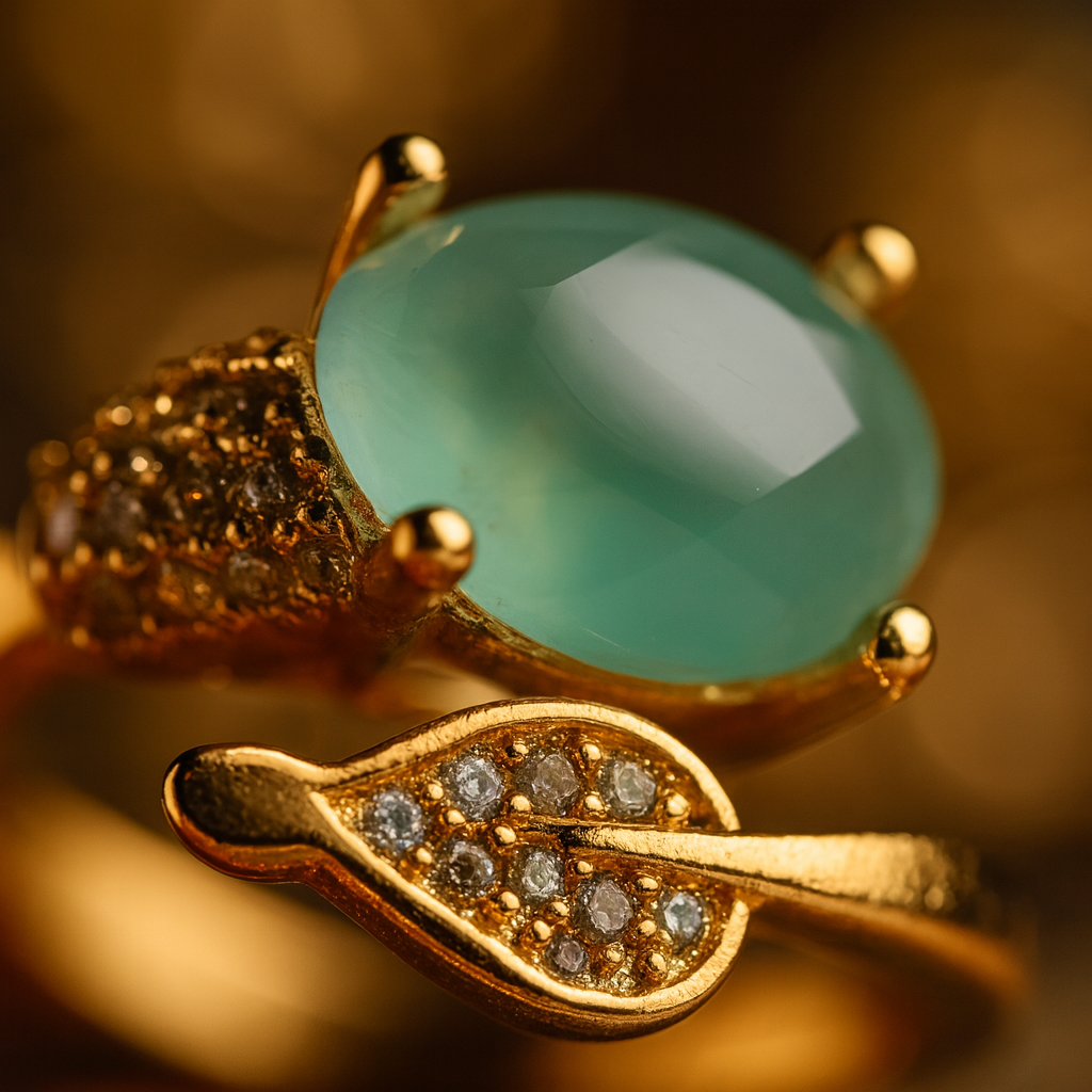 Emerald Glow Leaf Ring – Stylish Artificial Jewelry with Gemstone Accent