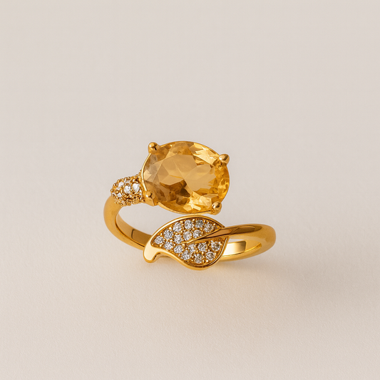 Amber Glow Ring – Elegant Artificial Jewelry with Amber Gemstone