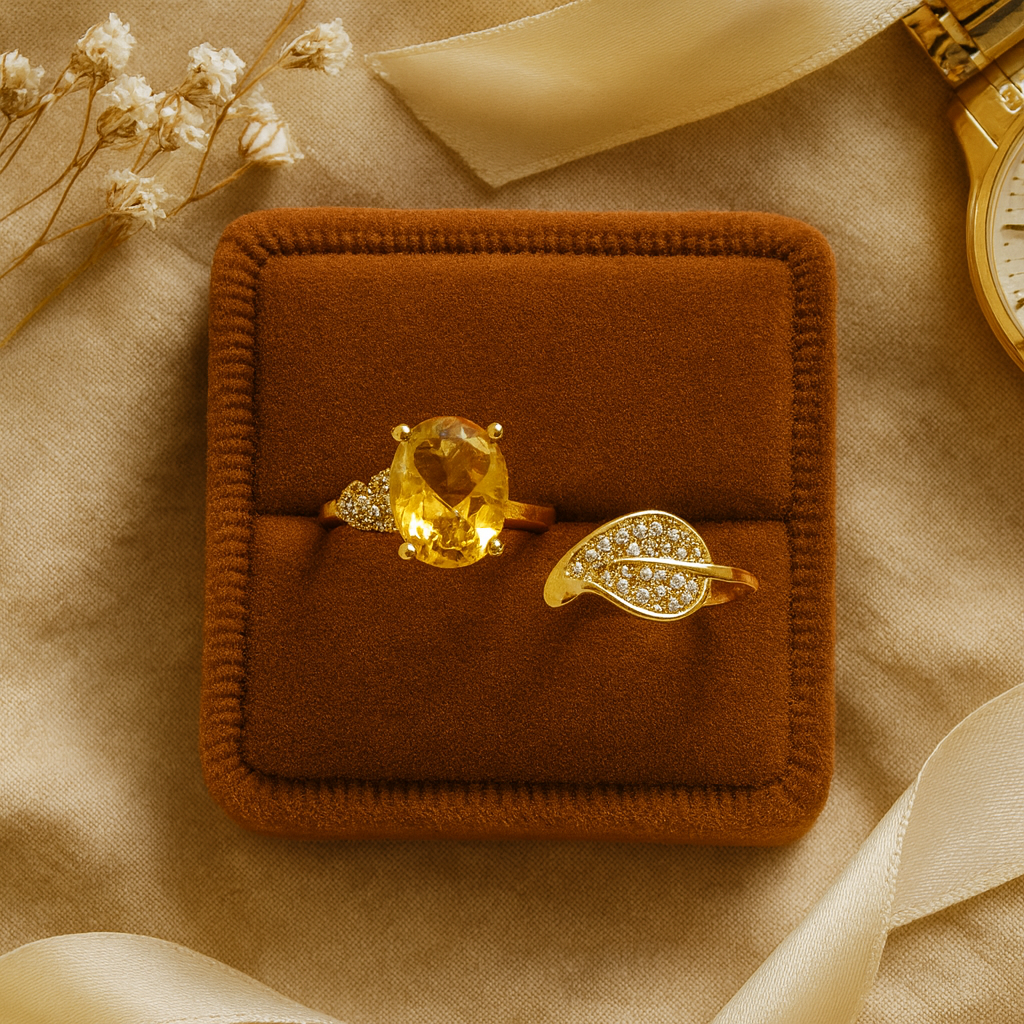Amber Glow Ring – Elegant Artificial Jewelry with Amber Gemstone