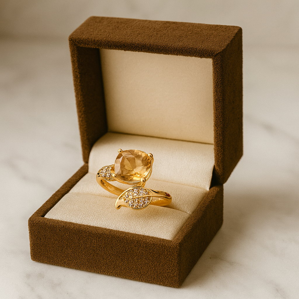 Amber Glow Ring – Elegant Artificial Jewelry with Amber Gemstone