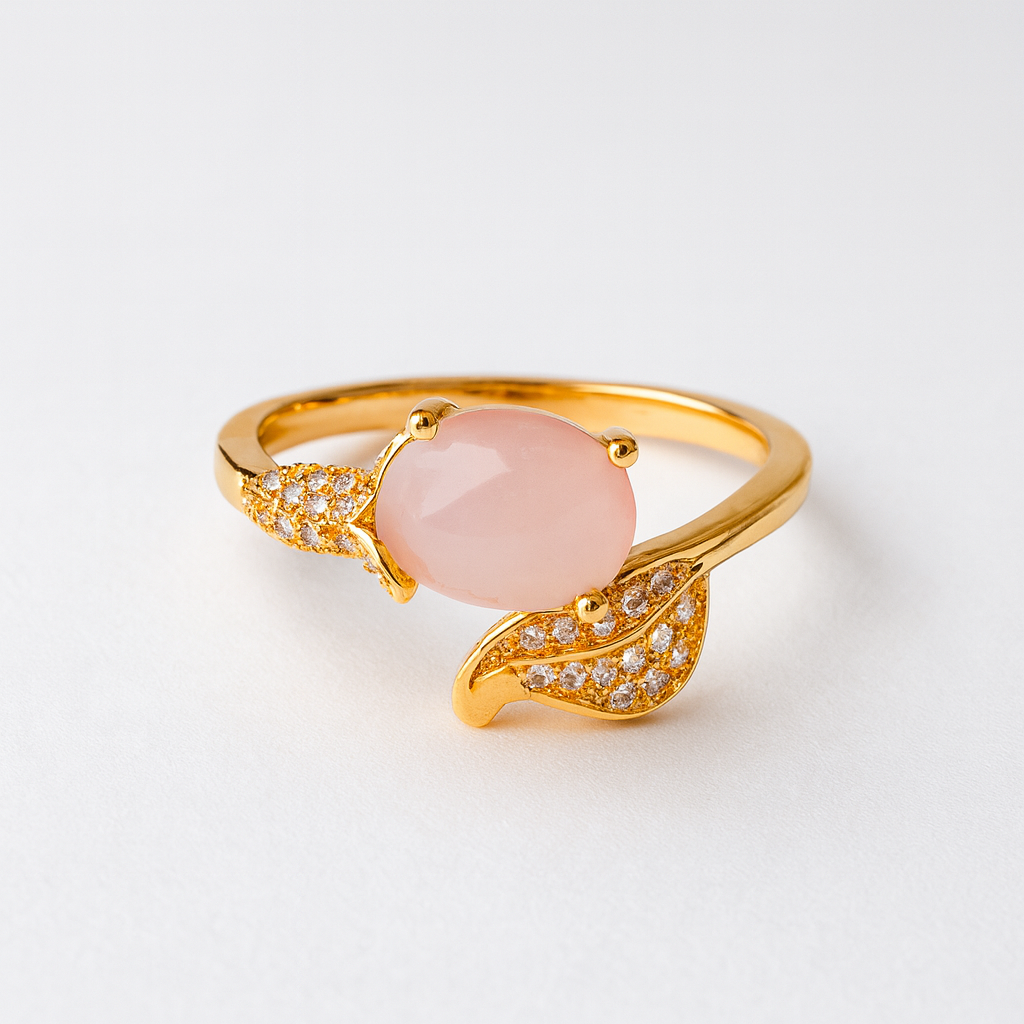 Blush Petal Ring – Elegant Artificial Jewelry with Pink Gemstone
