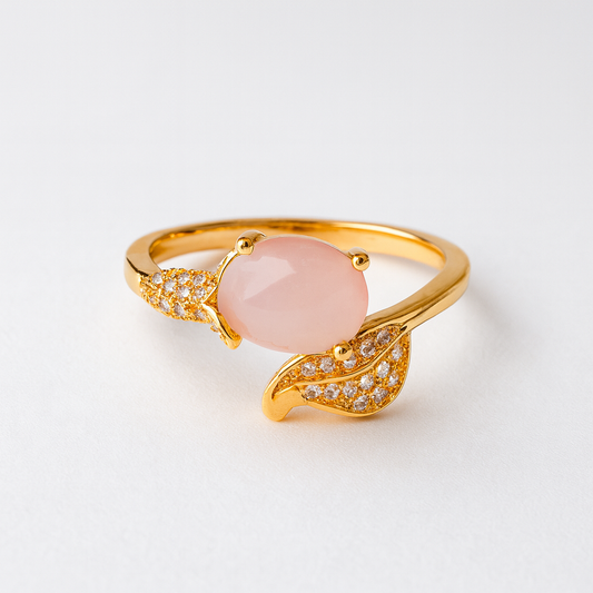 Blush Petal Ring – Elegant Artificial Jewelry with Pink Gemstone