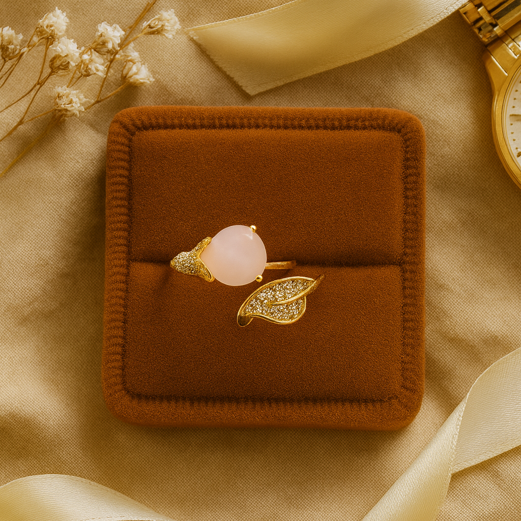 Blush Petal Ring – Elegant Artificial Jewelry with Pink Gemstone