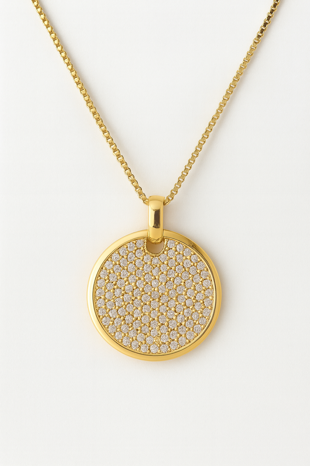 Golden Radiance Medallion Pendant – Crystal Studded Round Artificial Jewellery