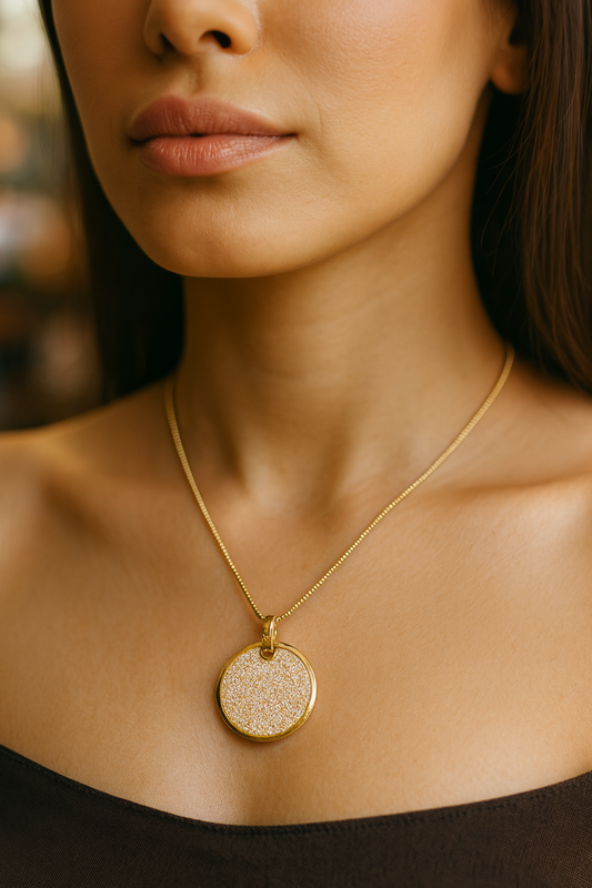 Golden Radiance Medallion Pendant – Crystal Studded Round Artificial Jewellery