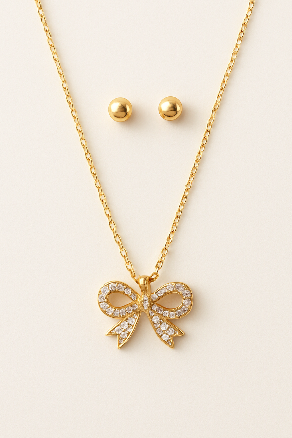 Glam Bow Pendant & Earrings Set – Cute Artificial Jewellery Design