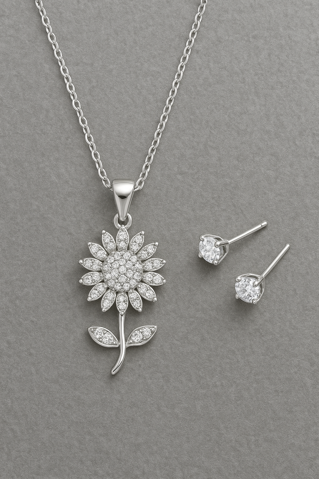 Sparkling Sunflower Pendant & Earrings Set – Floral Artificial Jewellery